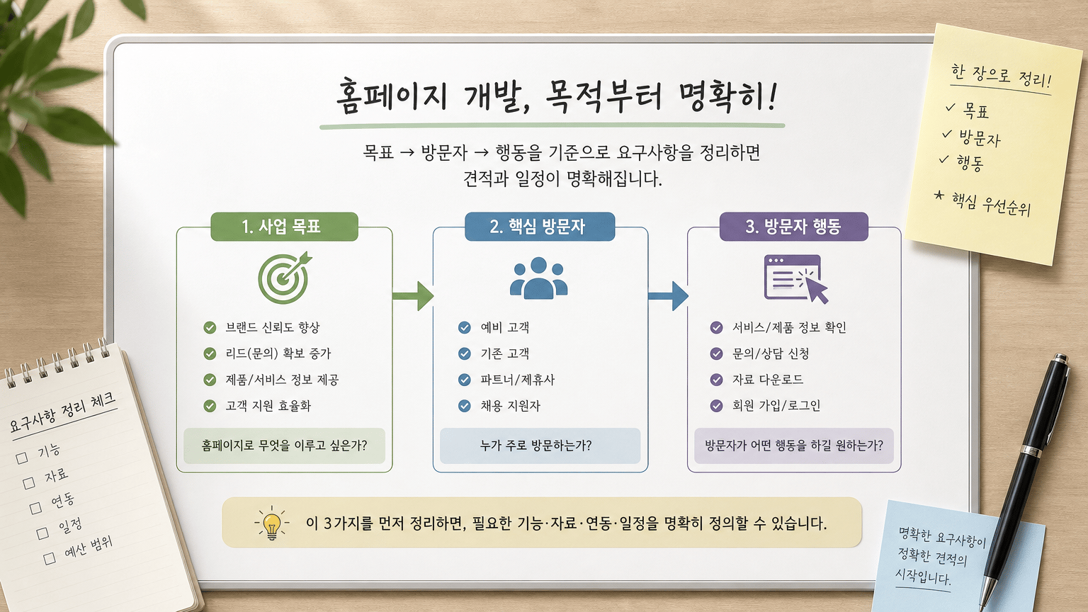 홈페이지 개발 문의 전, 견적을 좌우하는 요구사항 준비법